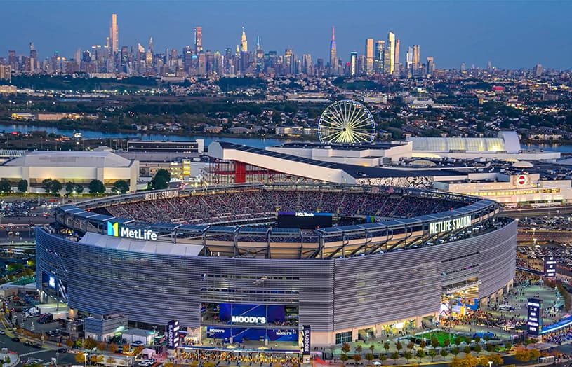 MetLife Stadium New York at dusk