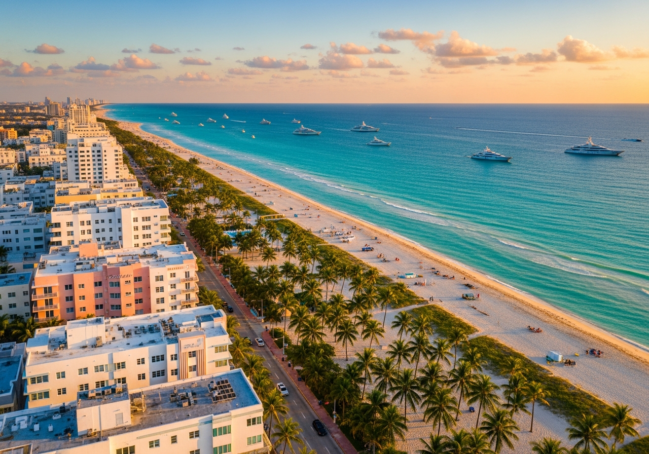 Miami skyline at golden hour