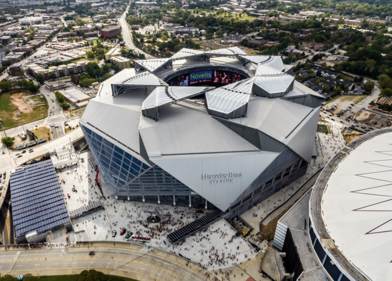 Mercedes-Benz Stadium Atlanta aerial view